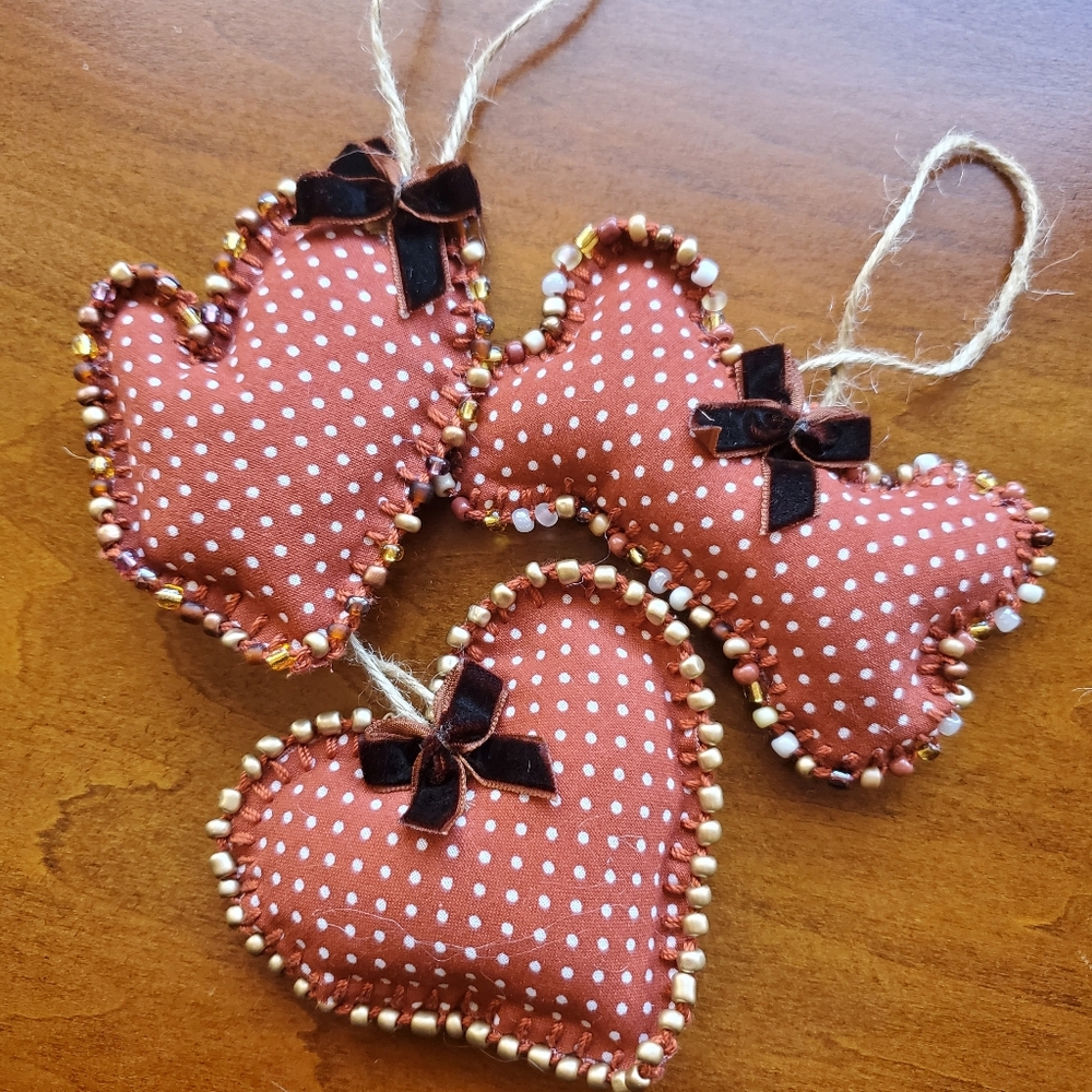 Set Of 3 hand-made Christmas Ornaments Holiday